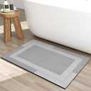 Ultra Thin Quick Dry Bath Mat Bathroom Rugs, Non Slip Rubber Backing Diatomaceous Earth Super Absorbent Bathroom Mat Shower Rug, Thin Bath Rug Fit Under Door Bathroom Floor, Gray 16"x 24"