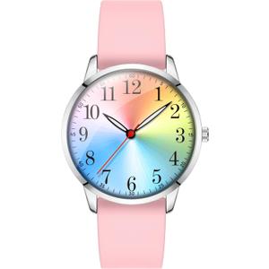 Letoff Women Girl Analog Fashion Watch, Colourful Dial with Arabic Numerals, Silicone Band, 30M Water Resistant