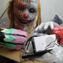 Haunted Hill Farm 6.5-Ft Animatronic I Scream Clown by Tekky, Halloween Animatronic, Creepy Party Decor, Indoor & Covered Outdoor Spooky Party Decoration Motion-Activated Lights & Sound, LifeSize