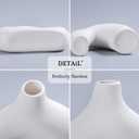 CEMABT White Ceramic Vase Set of 2 for Modern Minimalist Bohemian Decor，Round Matte Donut Vases for Pampas Grass-Perfect for Living Room, Dining Table, Office Bedroom Shelf Decor Entryway, Console