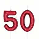Red 50th Birthday Number Candles,Birthday Candles for Cake,Red Number for Cake Toppers,Decorations for Her Him Party Anniversary Wedding