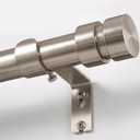 Brushed Nickel Curtain Rods with Solid Metal Finials 72 to 144 Inches Adjustable Heavy Duty 1 Inch Silver Curtain Rod for Windows, Modern Decorative Style for Bedroom Kitchen Living Room