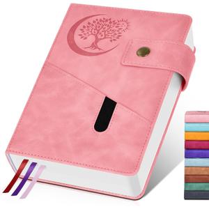 365 Page Thick Lined Journal Notebook for Men Women, A5 Leather Journals for Writing, Hardcover Notebooks for Work, School, Note Taking,Travel, Business,Personal Diary, College Ruled 5.9" x 8.4" (Pink)