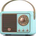 PRUNUS J-999 Retro Bluetooth Speaker,Vintage Decor,Mini Wireless Bluetooth Speaker,Cute Old Fashion Style Support USB/TF Card/AUX for Kitchen Desk Bedroom Office Party Outdoor(Blue)