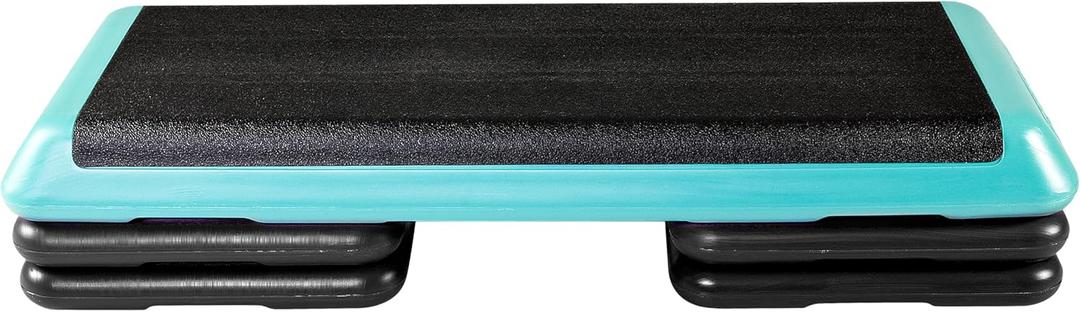 The Step (Made in USA) Original Aerobic Platform  Health Club Size  With Four Original Risers (Teal Platform with Black Risers), One Size