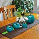 Halloween 12Pcs Artificial Velvet Pumpkins Sets Assorted Size Handmade Fake Foam Fall Harvest Decorative for Kitchen Party Table - Blue