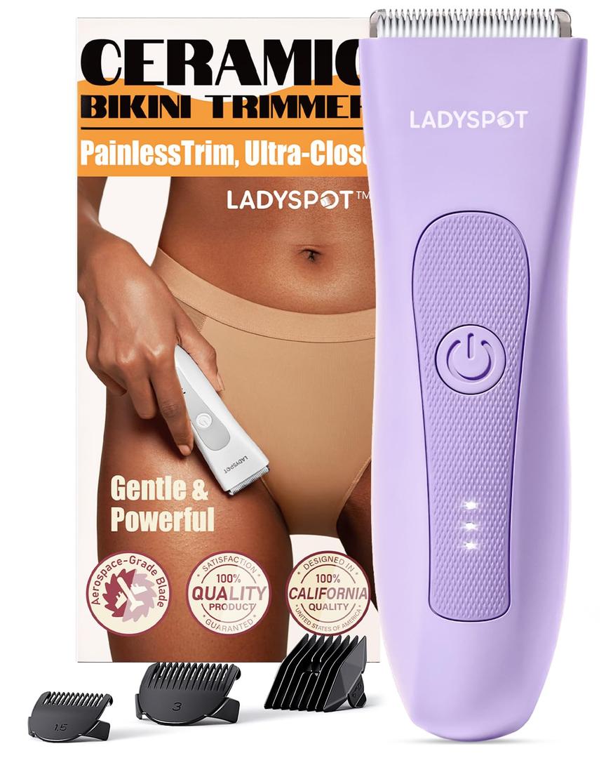 MANSPOT LADYSPOT Hair Finishing Trimmers for Women, with 3 Guard and Replaceable Hypoallergenic Ceramic Blade Heads, Womens Hair Shaver Kit Sets (Women-Purple-Version)