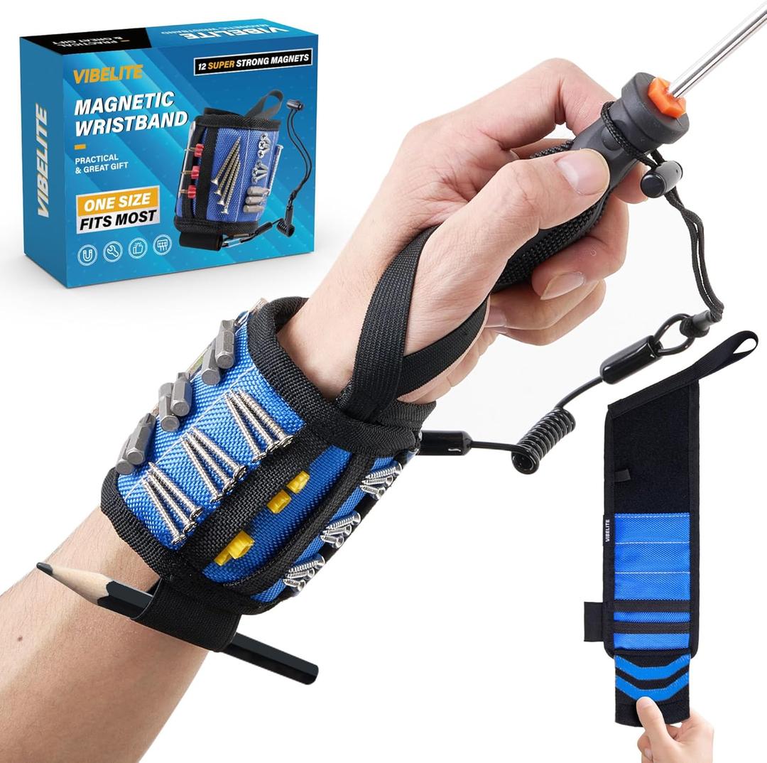 Gifts for Men, Sling Magnetic Wristband for Tools with 12 Super Strong Magnets, 1680D Double Oxford Fabric, Ideal Gift Birthday Gifts for Men, Husband, Grandpa, and All Handymen, Blue