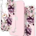 Hungo Compatible with iPhone 15 Case for Women Floral Flower Clear Design Cute,Girly Girls Flower Case Compatible with Phone 15 Pink Rose