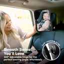 KeaBabies Baby Car Seat Mirror - Wide Shatterproof Backseat Infant Car Mirror for Baby Rear Facing, Crystal Clear View, Travel Accessories, Easy Install & Adjust for Removable Headrest (Matte Black)