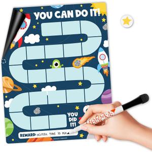 Hadley Designs Space Reward Chart for Home-Magnetic Responsibility Chart for Kids, Reward Chart for Toddlers 2-4 Years, Good Behavior Chart for Kids at Home