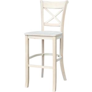 IC INTERNATIONAL CONCEPTS Charlotte Bar Stool, 30-Inch, Ready to Finish