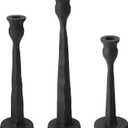 Heavy Duty Cast Iron Black Candlestick Holders Set of 3, Tall Taper Candle Holders, Table Vintage Decor Centerpiece Candle Holders for Fireplace Party Dining Home