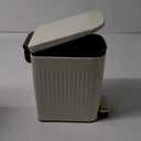 Small Bathroom Trash Can with Lid Soft Close-6L/1.6 Gal Slim Step Garbage Can-Metal Pedal Wastebasket-Narrow Rectangle Garbage Container Bin for Corner Office, Bedroom, Toilet, Live Room-Beige