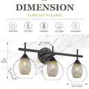 Bathroom Light Fixtures, 3-Light Black and Gold Vanity Lights Over Mirror, Farmhouse Wall Sconce Lighting with Clear Glass and Honeycomb Metal Shade, AD-22001-3W-BK