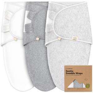 3-Pack Organic Baby Swaddle Sleep Sacks - Swaddles for Newborns, Infant 3-6 Months, Baby Girls, Boys, Soft & Snug Newborn Sleep Sack, Nursery Swaddling Blankets (Cloud, L)