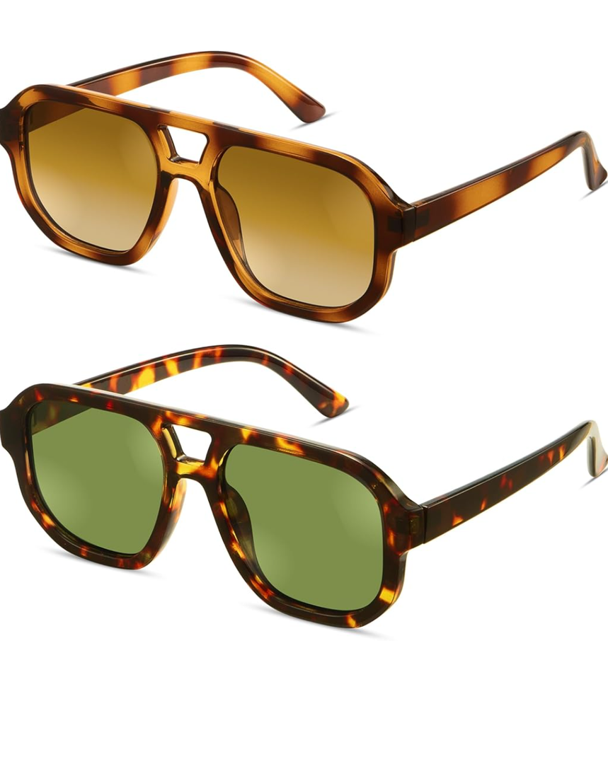 livho Trendy Polarized Square Aviator Sunglasses Women Men Square Eyewear Frame, Retro Sun Glasses for Women Men 2025 Shades
