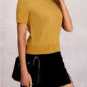 Women's Short Sleeve Sweater Crew Neck Knit Tops Dressy Casual Shirts (Beige, XL)
