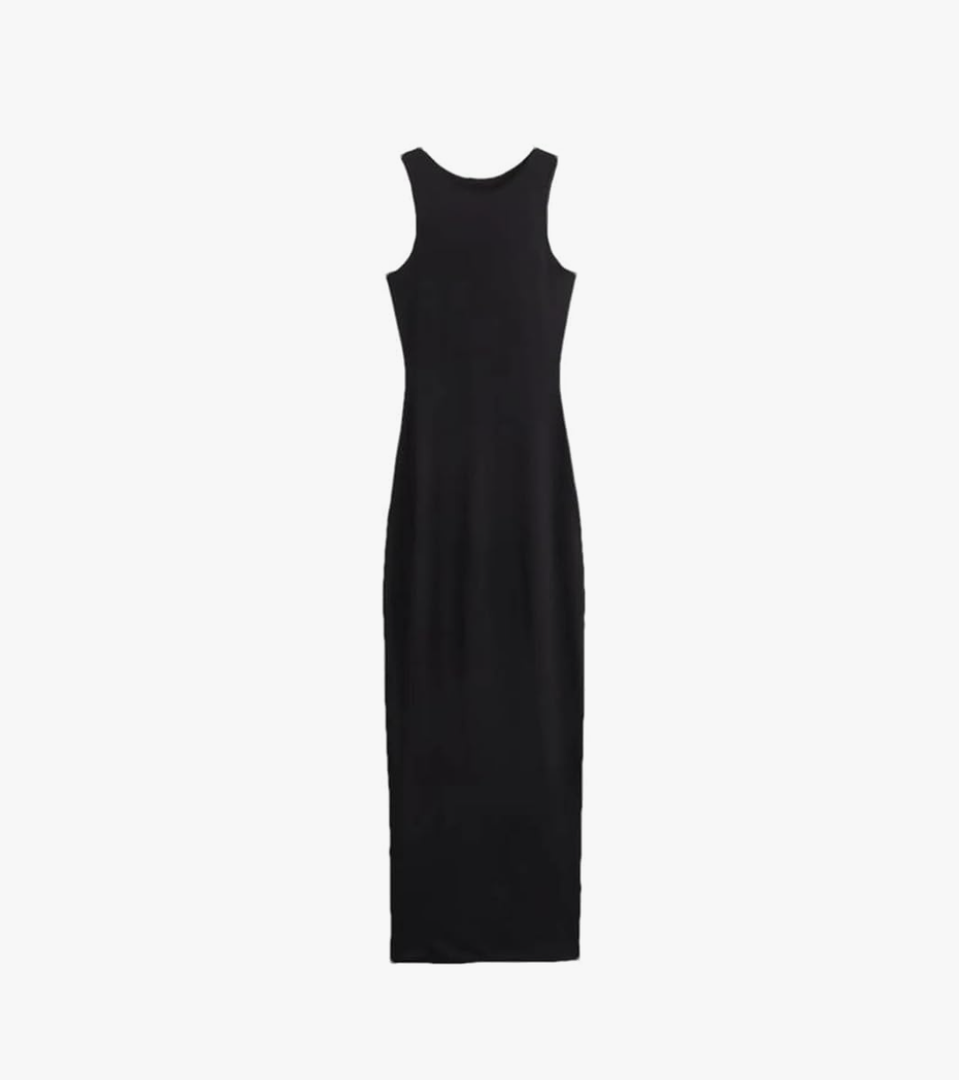 Women's Solid O-Neck Sleeveless Long Dress Women Ankle-Length Slim Fit Party Dresses, L