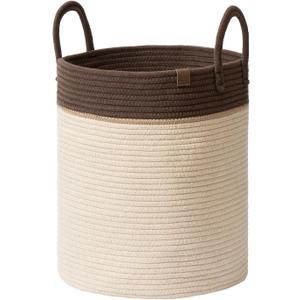 LA JOLIE MUSE Woven Basket Rope Storage Baskets - Large Cotton Organizer, Laundry Basket, Oatmeal, 40 Litres LA JOLIE MUSE Woven Basket Rope Storage Baskets - Large Cotton Organizer, Laundry Basket, Oatmeal, 40 Litres
