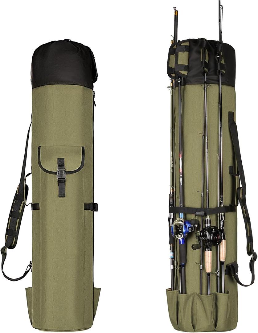 Fishing Rod Bag Fishing Rod Case, Durable Folding Oxford Fabric Portable Large Capacity Waterproof, Fishing Gear for Men