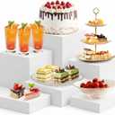 6 PCS Buffet Risers and Stands (3",4",5",6",7",8"), Food Risers for Buffet Table, Acrylic Nesting Risers with Hollow Bottoms, Display Stand Shelf for Party, Catering, Desserts, Jewelry & Collectibles (white)