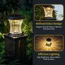 Glass Solar Post Cap Lights Outdoor Waterproof, 3000K LED Solar Fence Post Lights with Modular Design, Auto On/Off for Deck, Patio, Garden, 4x4 Vinyl/Wood Posts, Warm White (4 Pack)
