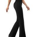 DLOODA Womens Dress Pants Stretchy Work Pants Business Casual Office Trousers Pull On Flare Slacks with 4 Pockets Black,Medium