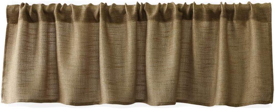 Valea Home Burlap Natural Tan Valance Rod Pocket Window Curtain Valance Rustic Home Décor 56 by 14 Inches, 2 Pack