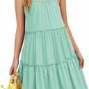 Arshiner Girl Summer Dresses Tween Boho Spaghetti Strap A-Line Swing Flowy Ruffle Tiered Sundress with Pockets (8-9 Years)