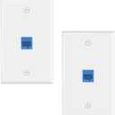 VCE Cat6A Ethernet Wall Plate (UL Listed), 1-Port Female to Female Wall Jack, Keystone Wall Plate with RJ45 Keystone Inline Coupler, Blue 2-Pack
