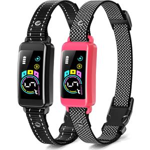 Bark Collar, 2 Pack Smart Dog Bark Collar for Large Medium Small Dogs, Anti Barking Device for Dogs Training Collar with Beep Vibration Harmless Shock, 5 Adjustable Sensitivity (Pink)