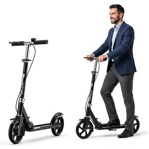 Scooters for Kids 8-12, Teens & Adults - Foldable&Portable Commuter Scooter with 8" Wheels, Bell, Hand Brake & Adjustable Height 30"-40.5", 240 lbs, Manual Push Scooter for Campus & Park