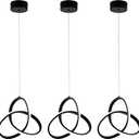 MAYNA Modern Spiral Led Chandelier, 4000K Pendant Light Kitchen Island, 18W Adjustable Height Island Light Fixture for Kitchen Bedroom Kitchen Island Cafe, 3 Pack (Black)