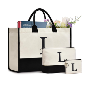 L Initial Canvas Tote Bag Birthdays Gift for Women Mom Teacher Friend Bridesmaid,Custom for Wedding Beach Holidays