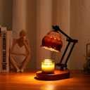 Candle Warmer Lamp With 2 Bulbs, Dimmable With Timer, 2H/4H/8H Timer, Adjustable Height & Heat, Electric Lamp Compatible With Large Jar Candle (Retro Brown)