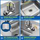 BIEAMA Stainless Steel Hand Sink NSF 17" x 15" Commercial Wall Mount Sink, with Side Splash Guard, Strainer and Faucet, Perfect for Home, Stores, Restaurants, Bars