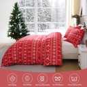 JSD Red Christmas Duvet Cover Set Queen Size, 3 Piece Snowflakes Reindeer Snowflakes Printed Microfiber Comforter Cover with Pillow Sham