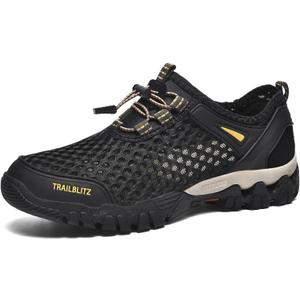 TRAILBLITZ Water Shoes Men Quick Drying Outdoor Hiking Barefoot Boat Footwear Aqua Shoes for Water Sport Waders Diving Hiking Sailing Travel Beach Wading Swimming Fishing Kayaking(10.5 Men, Black)