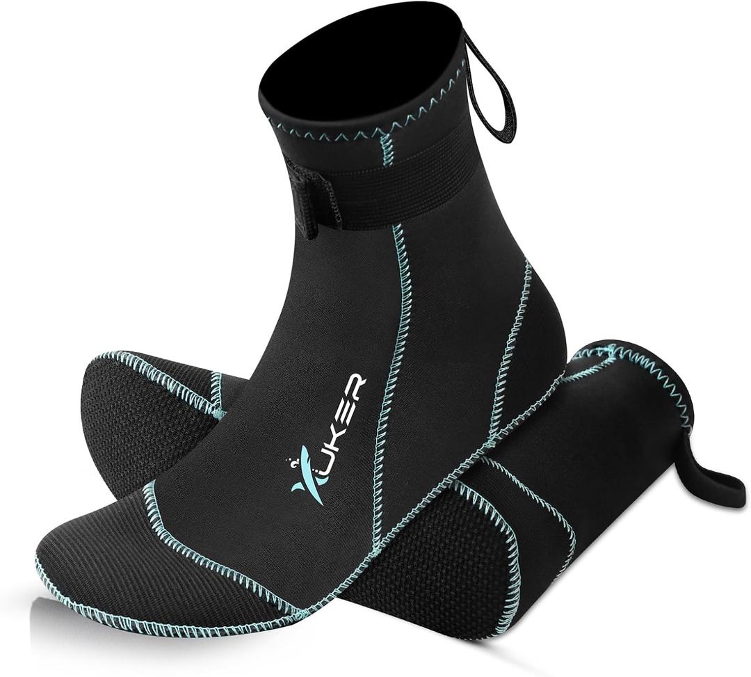 XUKER Neoprene Water Socks for Kids Toddlers 3mm Sand Proof Beach Volleyball Socks Diving Boots for Outdoor Water Sports (Black)