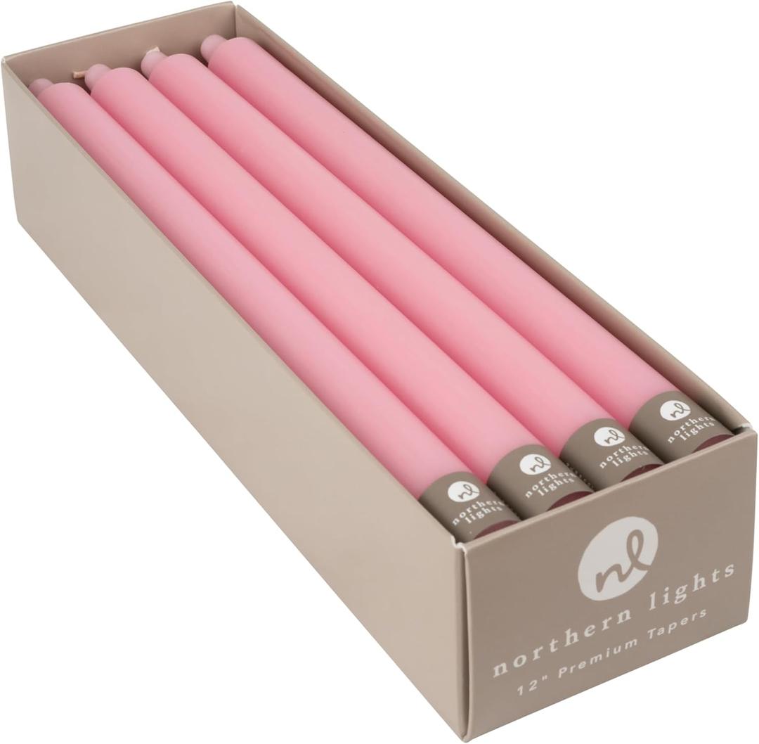 Northern Lights Candles - Premium Tapers 12" 12PK - Soft Pink - 72800