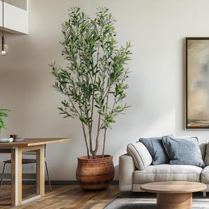 Erimda Artificial Fiddle Leaf Fig Tree 7ft with White Planter Realistic Fiddle Leaf Lyrata Plant Tall Fake Tree with Natural-Looking Leaves Fake Tree for Indoor Outdoor Home Office Decor