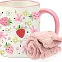 DHQH Cute Strawberry Gifts for Women, Sweet Strawberries Flowers Ceramic Coffee Mug, Christmas Birthday Gifts for Sister Mom Grandma Who Loves Strawberry