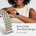 Lenrao Metal Band Compatible with Apple Watch Band for Women 4Size: 42mm(series 10/11) & 41/40/38mm, Dressy Stainless Steel Strap for iWatch Series 11/SE/10/9/8/7/6/5/4/3/2/1/Ultra Luxury Silver/Gold