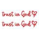 PKOLSFE 2PCS Trust in God Rearview Mirror Sticker, Self-Affirmation Christian Car Mirrors Decal with Heart, Waterproof PET Decal Religious Rearview Mirror Decor for Auto Window Laptop (Red)