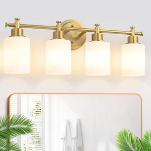 23'' 4-Light Bathroom Vanity Light, Brushed Gold Vanity Light Fixture, 4-Light-23 in