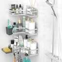 AKTECKE Corner Shower Caddy Bathroom Organizer: Adhesive Shower Rack Bathtub Shelves - 3Pack No Drilling Shower Shelf For Inside Shower - Stainless Steel Rustproof Bathroom Stuff (10.5"10.5"2.8", cool silver)