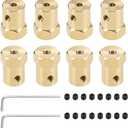 uxcell Hex Coupler 3mm Bore Motor Hex Brass Shaft Coupling Flexible Connector for Car Wheels Tires Shaft Motor 8pcs