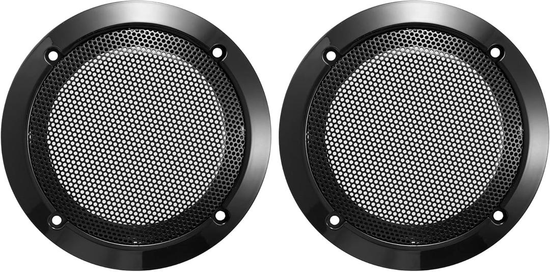 X AUTOHAUX 2 pcs 3.5 Inch Car Metal Audio Speaker Grill Cover Mesh Woofer Horn Guard Decorative Circle Grille Protector Black