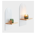 Boho Wall Candle Sconces Set of 2, Rustic Farmhouse Wooden Wall Mount Candle Holders for Bedroom Living Room Bathroom Modern Farmhouse Home Decorations-White